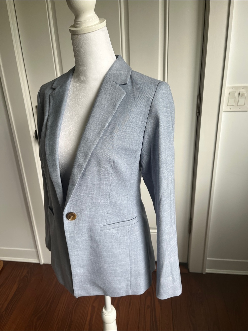 LOFT Light Blue Tailored Single-Button Blazer